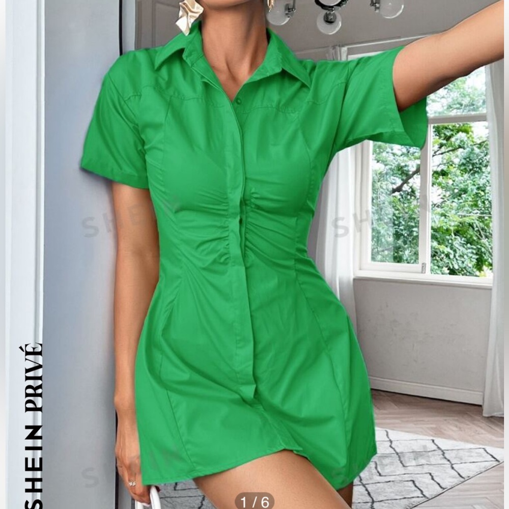 NWT Shein green short sleeve dress size L